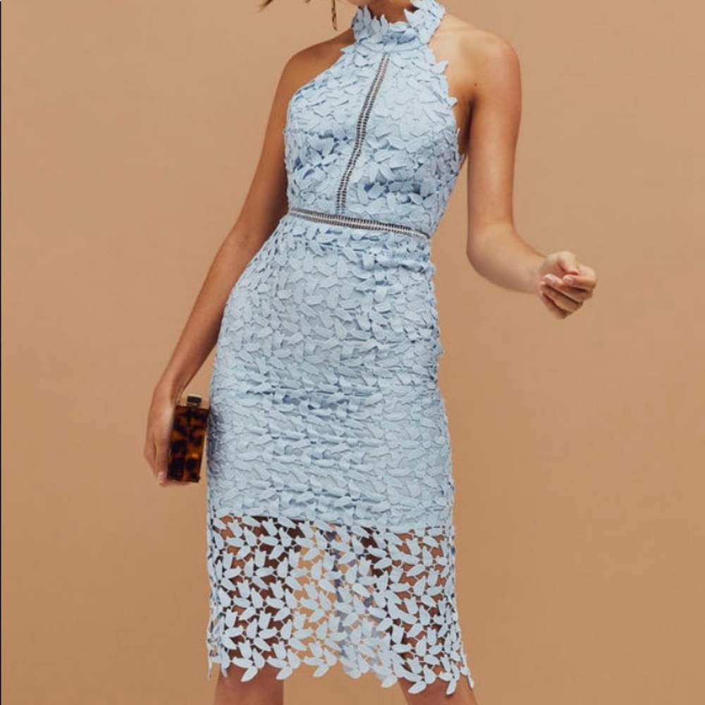 Bardot lace halter dress